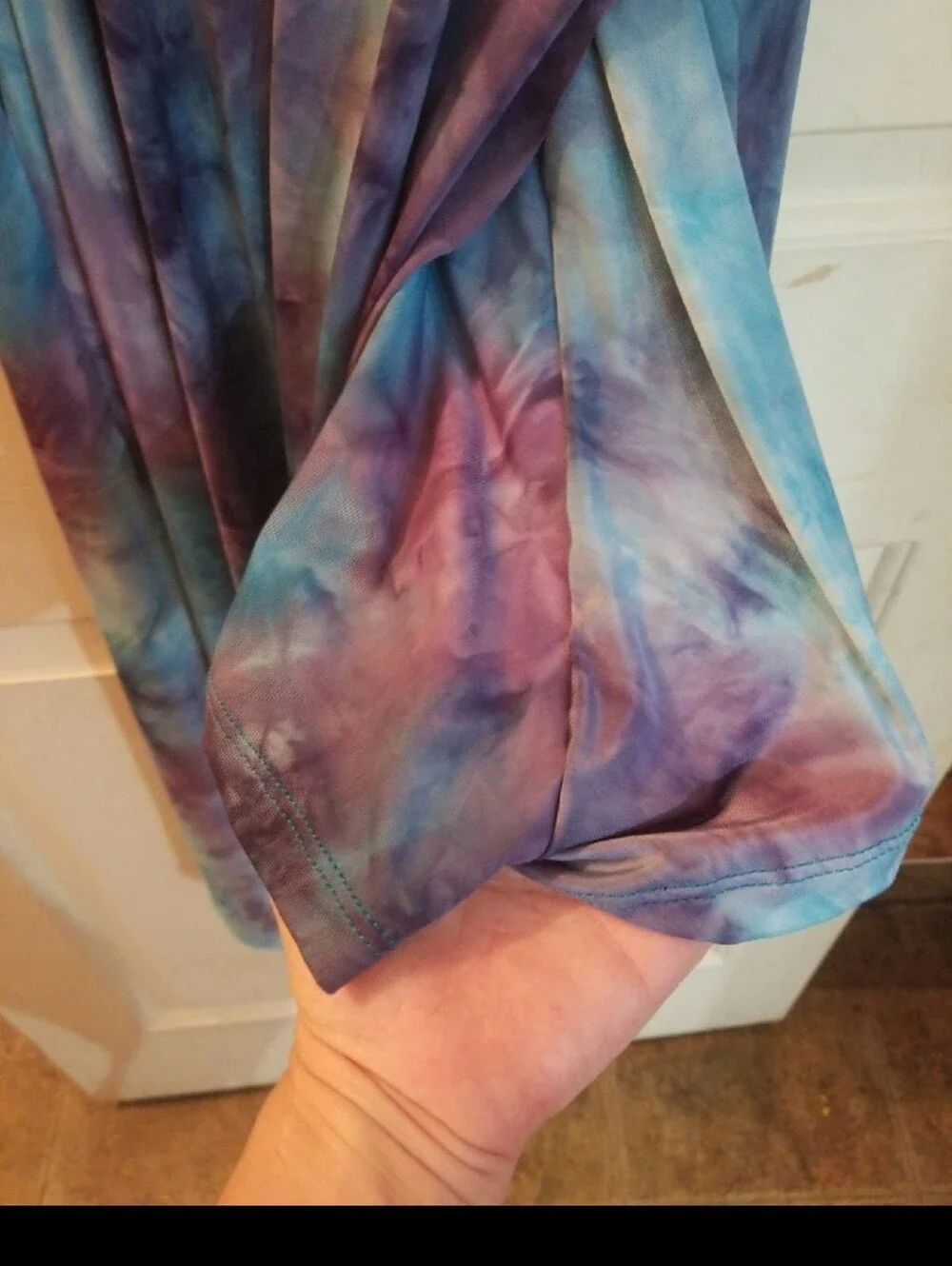 Girls Blue Teal Sequin Tie-Dye Asymmetric Dress DANCE WEAR